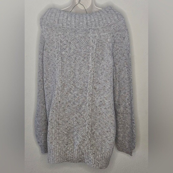 89th + Madison Gray Speckled Confetti Cowl Neck Tunic Sweater Women Size Large - Picture 4 of 8
